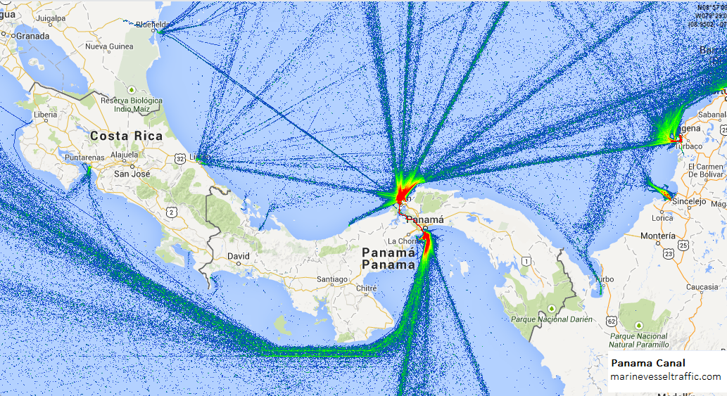 Live Marine Traffic, Density Map and Current Position of ships in PANAMA CANAL